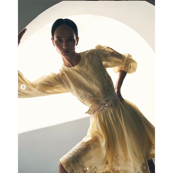 NWT La Fuori Resort '25 Collection Horizon Glow Yellow Embroidered Beaded Dress - Picture 4 of 15